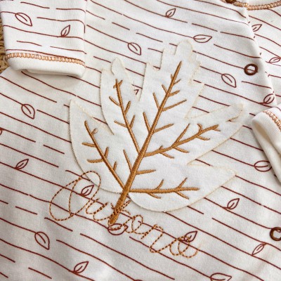 Macacão Malha Trape Zape - Outono - Off White e Ferrugem